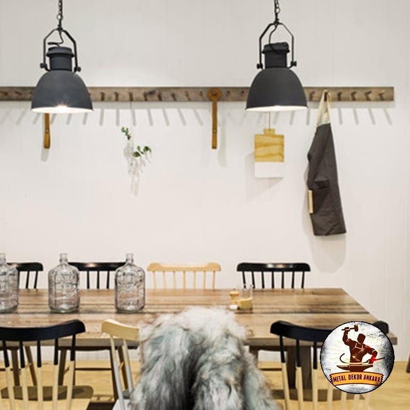 Kordonlu siyah kubbe tezgah üstü restoran avizesi