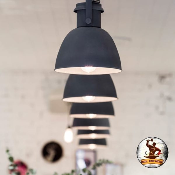 Kordonlu siyah kubbe tezgah üstü restoran avizesi