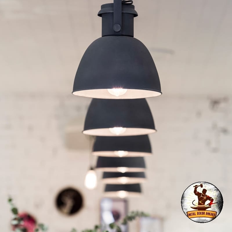 Kordonlu siyah kubbe tezgah üstü restoran avizesi