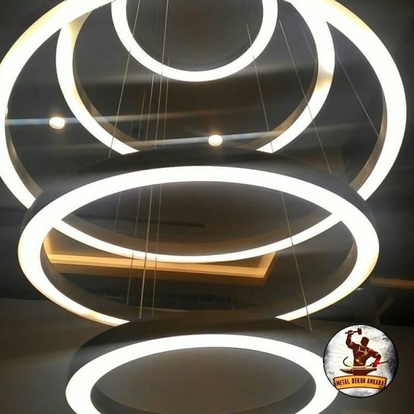 Dikey spiral ring LED avize lobi