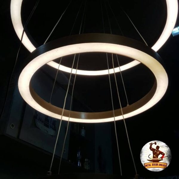 Dikey spiral ring LED avize lobi