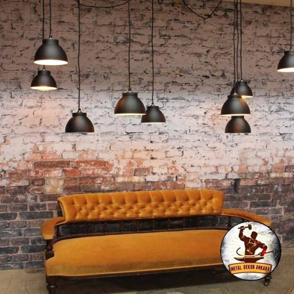 Çok kollu örümcek avize tuğla duvar salon