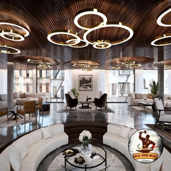 Çoklu halka linear LED tavan aydınlatması lüks salon