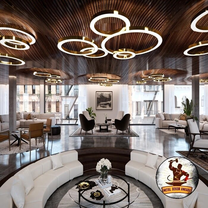 Çoklu halka linear LED tavan aydınlatması lüks salon