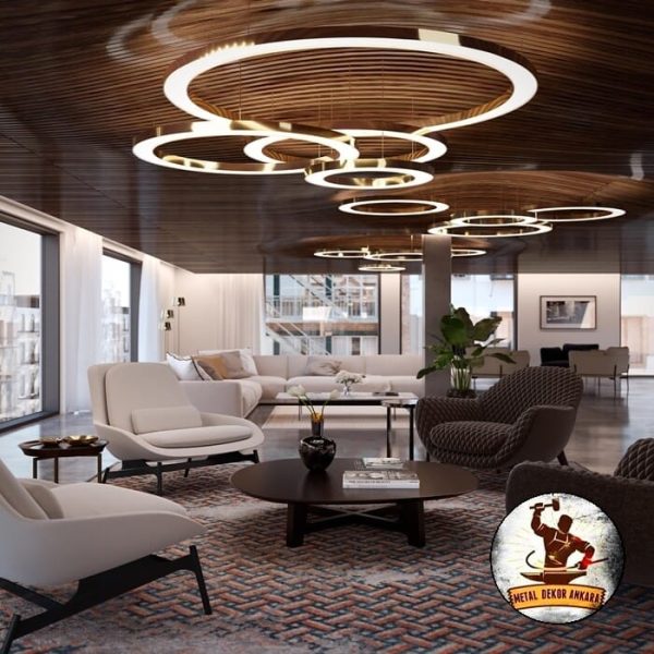 Çoklu halka linear LED tavan aydınlatması lüks salon