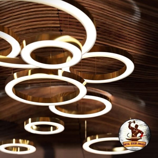 Çoklu halka linear LED tavan aydınlatması lüks salon