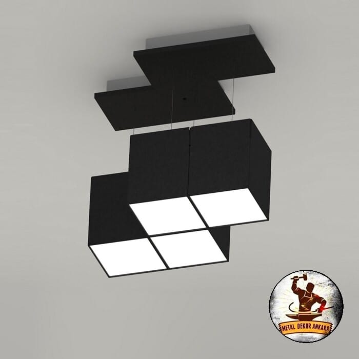 Geometrik kademeli LED panel modern avize