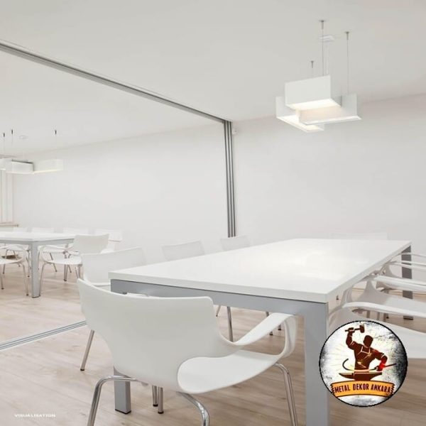 Beyaz kademeli LED panel modern avize