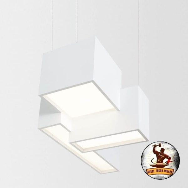 Beyaz kademeli LED panel modern avize
