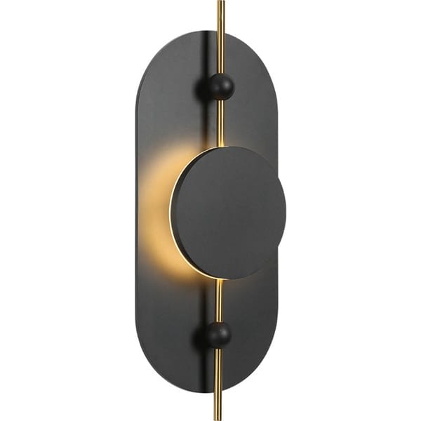 Ahşap daire LED aplik modeli, ceviz oval gövdeli gold çubuklu otel odası ve yatak başı aydınlatması