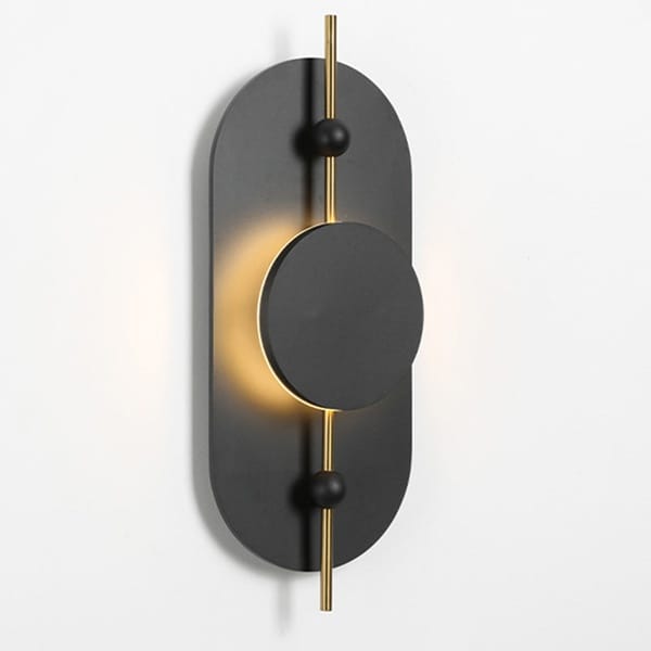 Ahşap daire LED aplik modeli, ceviz oval gövdeli gold çubuklu otel odası ve yatak başı aydınlatması
