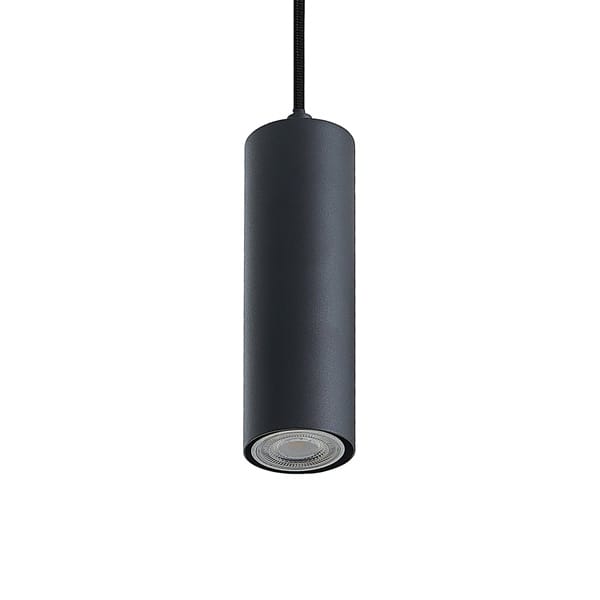 Ahşap tavan plakalı dört siyah tüp gövdeli kablo askılı modern spot sarkıt avize