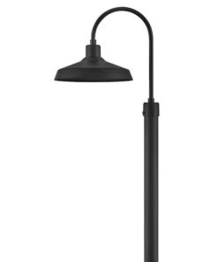 Siyah gooseneck bahçe direk lambası
