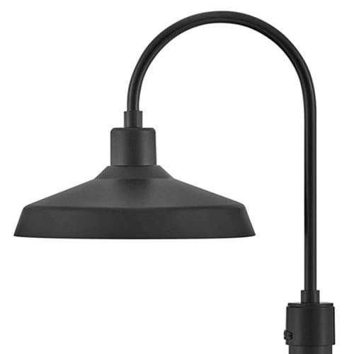 Siyah gooseneck bahçe direk lambası