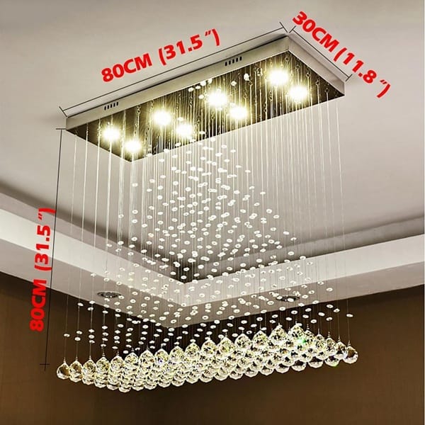 Dalga formlu kristal avize, krom kare tablalı katmanlı kristal dizilim
