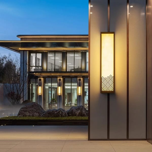 Desenli dış mekan aplik modeli, lazer kesim dalga motifli LED villa cephesi ve otel girişi aydınlatması