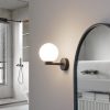 Siyah düz kollu opal küre camlı aplik, banyo ve koridor modern duvar aydınlatması