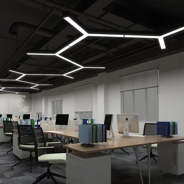 Siyah kar tanesi formlu LED avize, yıldız kollu toplantı masası aydınlatması