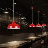 Kırmızı kubbe sarkıt avize modeli, parlak metal tekli kafe ve restoran tezgâhı aydınlatması