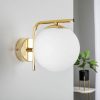 Gold gövdeli opal beyaz küre camlı aplik, salon ve yatak odası modern duvar aydınlatması