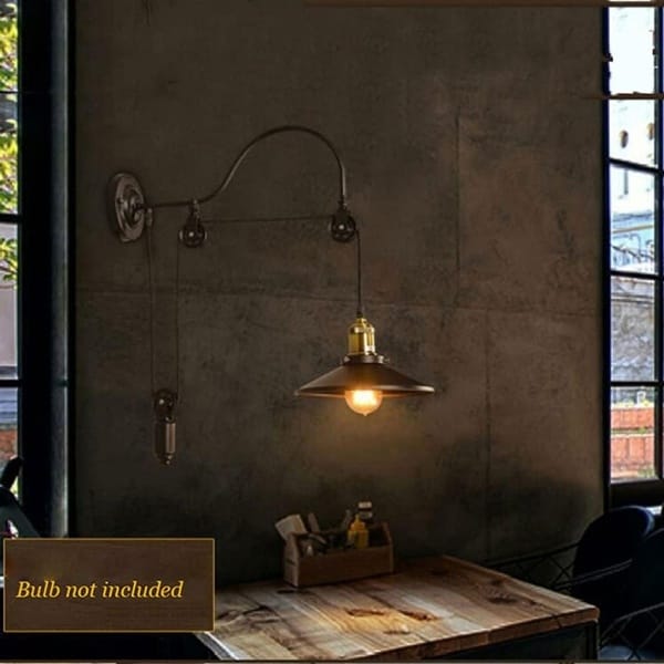 Makaralı aplik modeli, yükseklik ayarlı siyah metal gold duylu kafe duvarı ve restoran aydınlatması