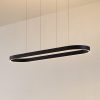 Siyah oval halka gövdeli entegre LED avize, çelik tel askılı modern armatür