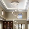 Spiral kristal avize, krom yuvarlak tablalı uzun sarkmalı merdiven boşluğu aydınlatması