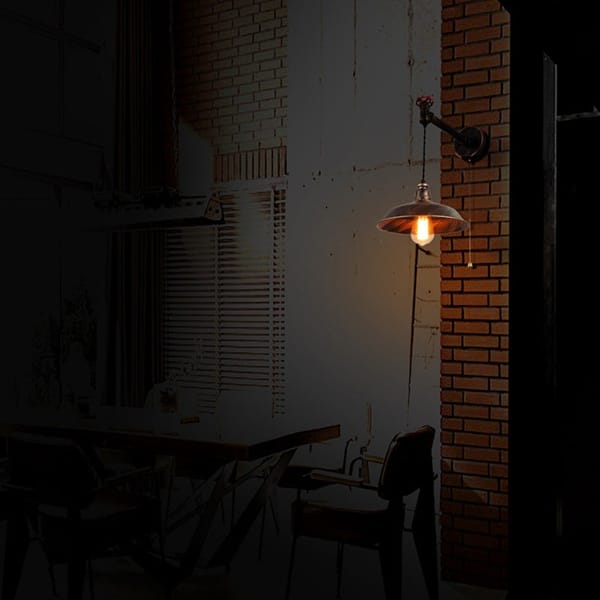 Su borusu aplik modeli, antik bakır şapkalı kırmızı vanalı zincir anahtarlı kafe ve bar duvar aydınlatması