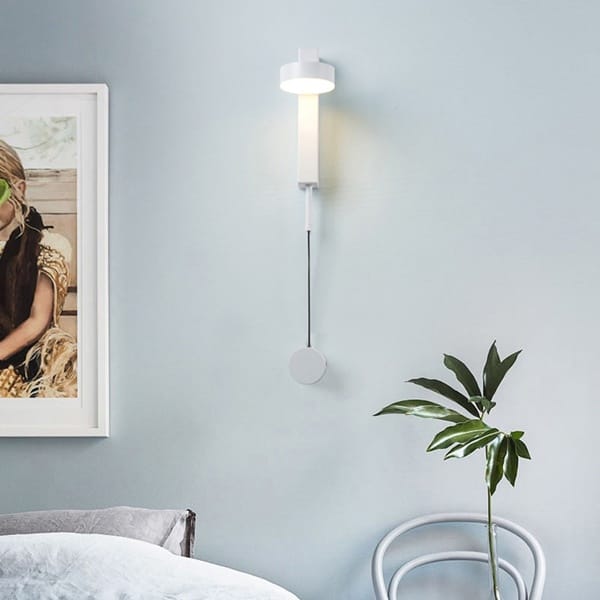 Yönlendirilebilir LED aplik modeli, siyah minimal kablolu anahtarlı yatak başı ve otel odası aydınlatması